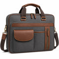 Elegante graue und braune Business-Laptoptasche mit Schulterriemen