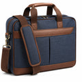 Laptoptasche in Dunkelblau und Braun mit Schultergurt