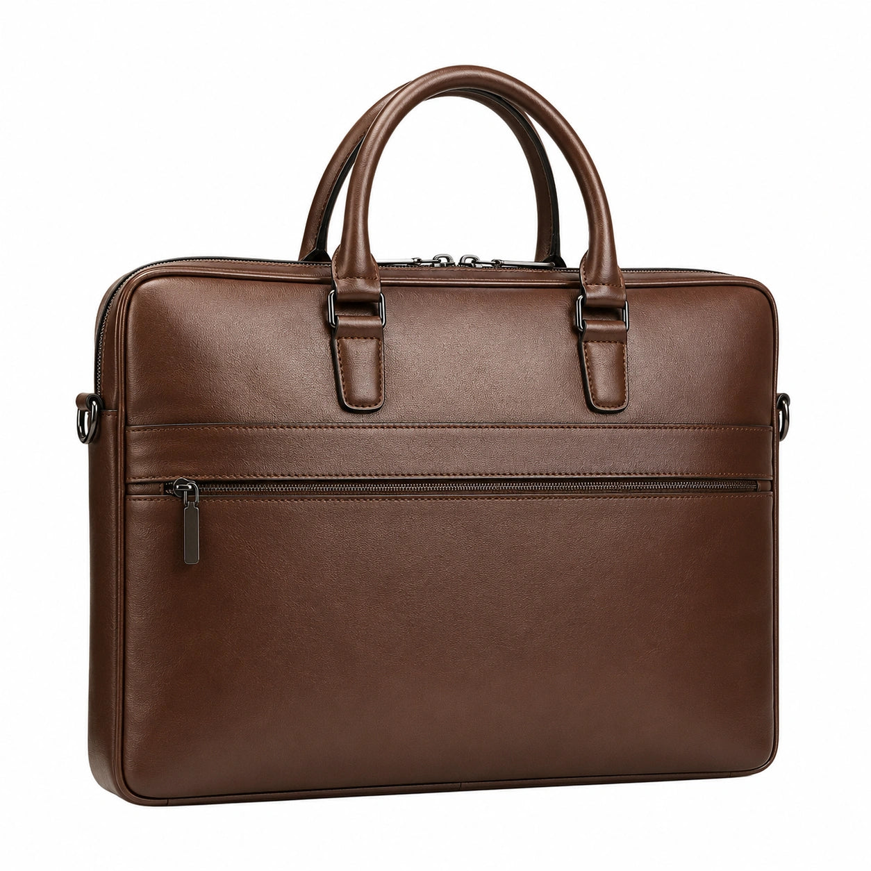 Braune Laptoptasche 15 Zoll mit Reißverschluss und Schultergurt