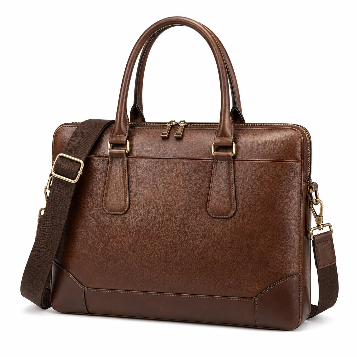 Elegante braune Herren-Aktentasche mit Schultergurt