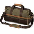 Robuste Canvas Werkzeugtasche mit Schultergurt 40cm Olivgrün/Braun
