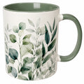 Keramiktasse mit Blättermuster, 350 ml, Grün
