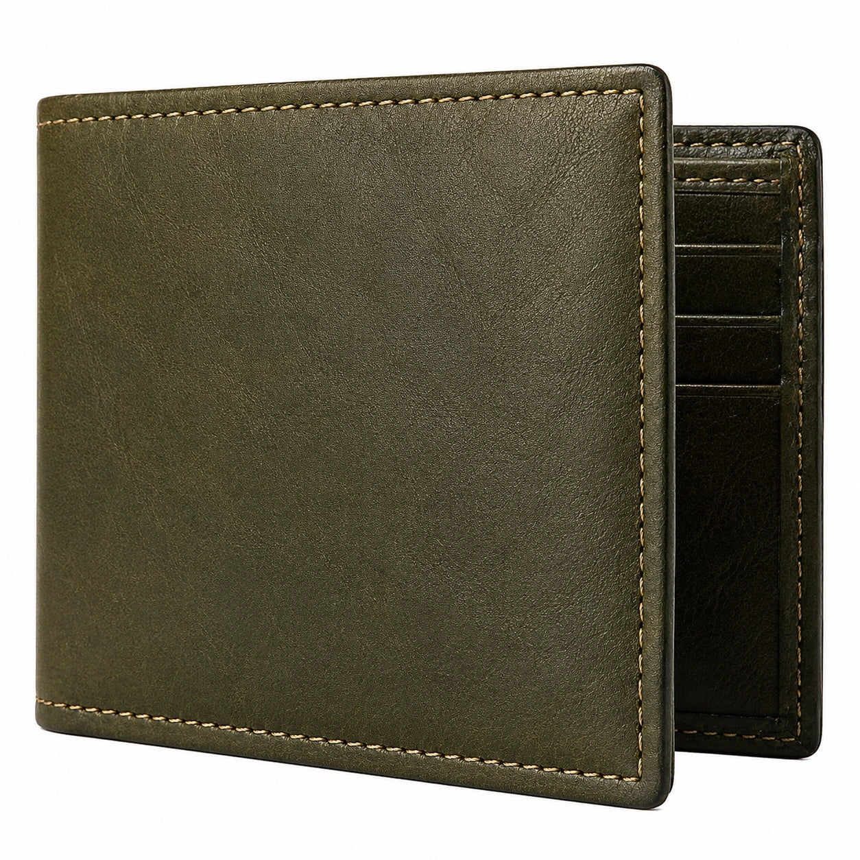 Herren Bifold-Geldbörse Olivgrün mit Kartenfächern