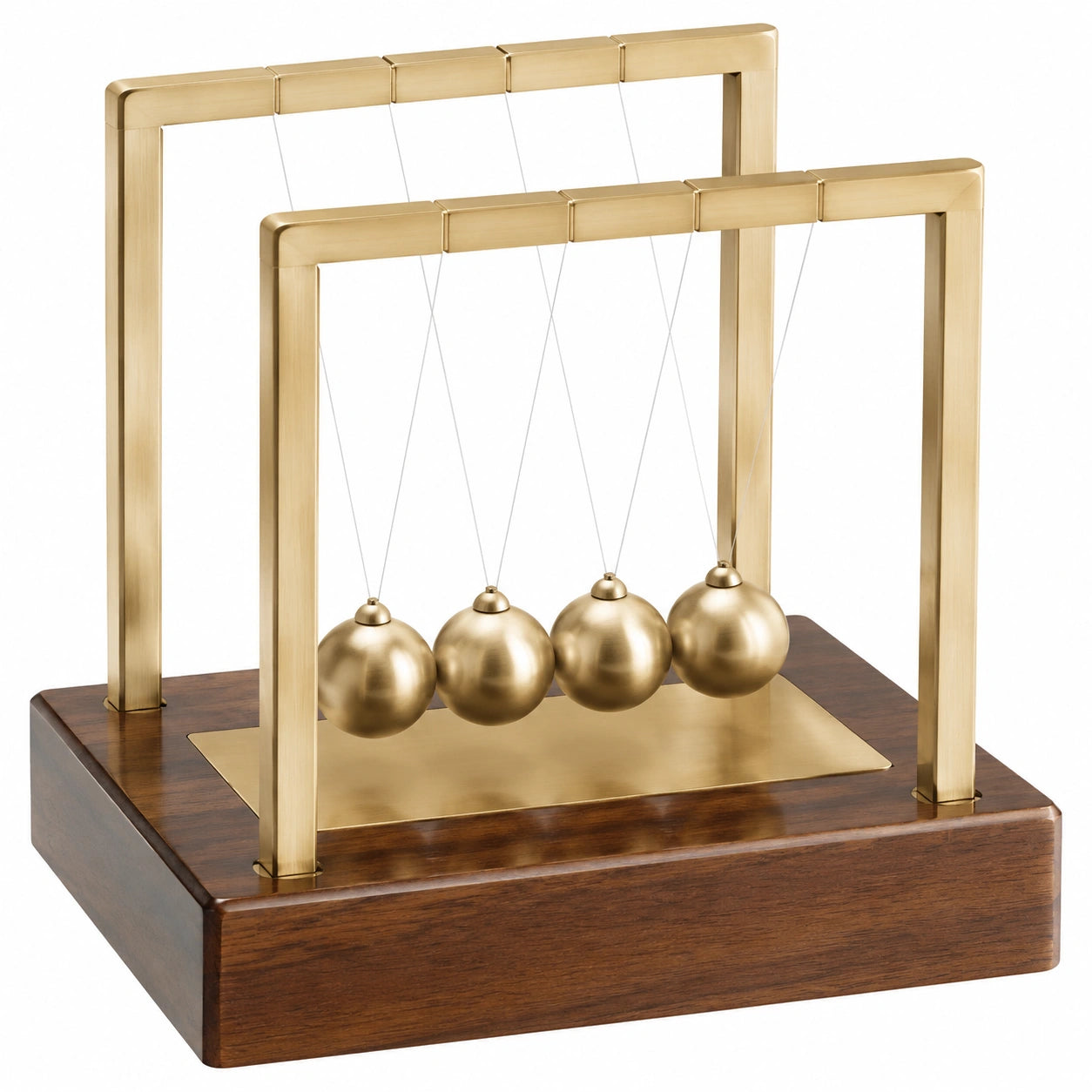 Pendelkugelspielzeug für den Schreibtisch - Goldfarbene Kugeln auf brauner Basis