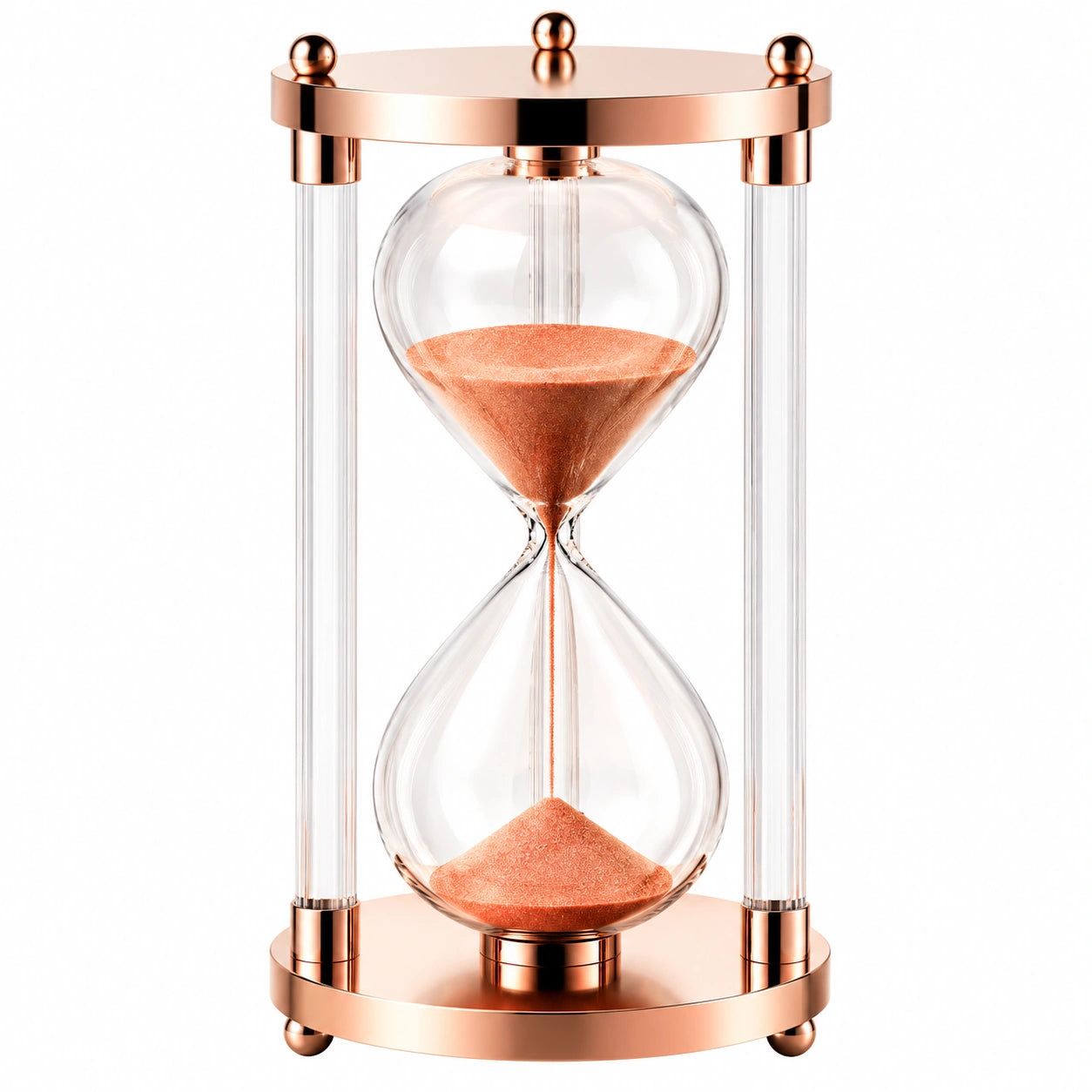 Sanduhr 60 Minuten aus Glas mit Kupferdetails