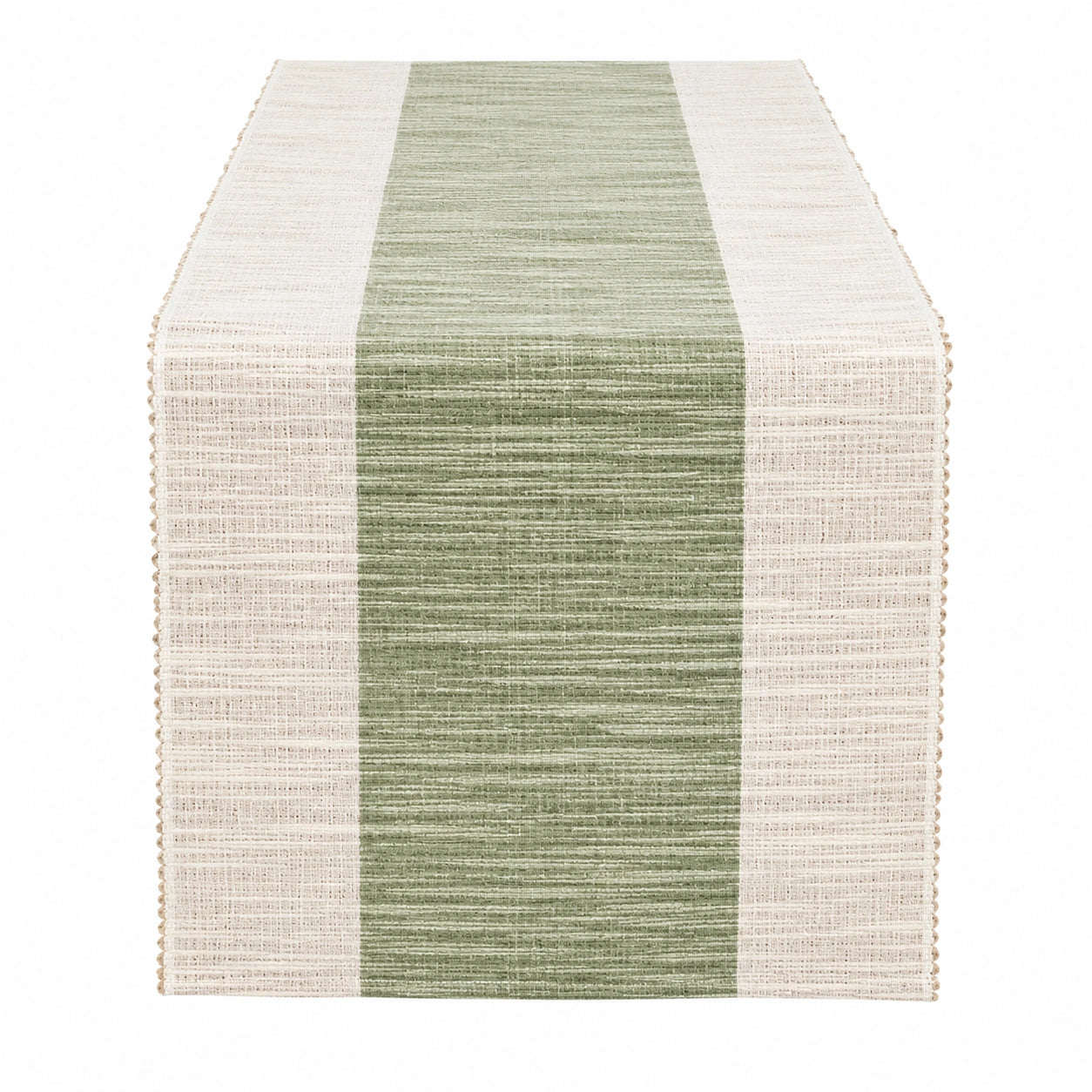 Tischläufer Grün/Beige mit Streifen 180x33 cm