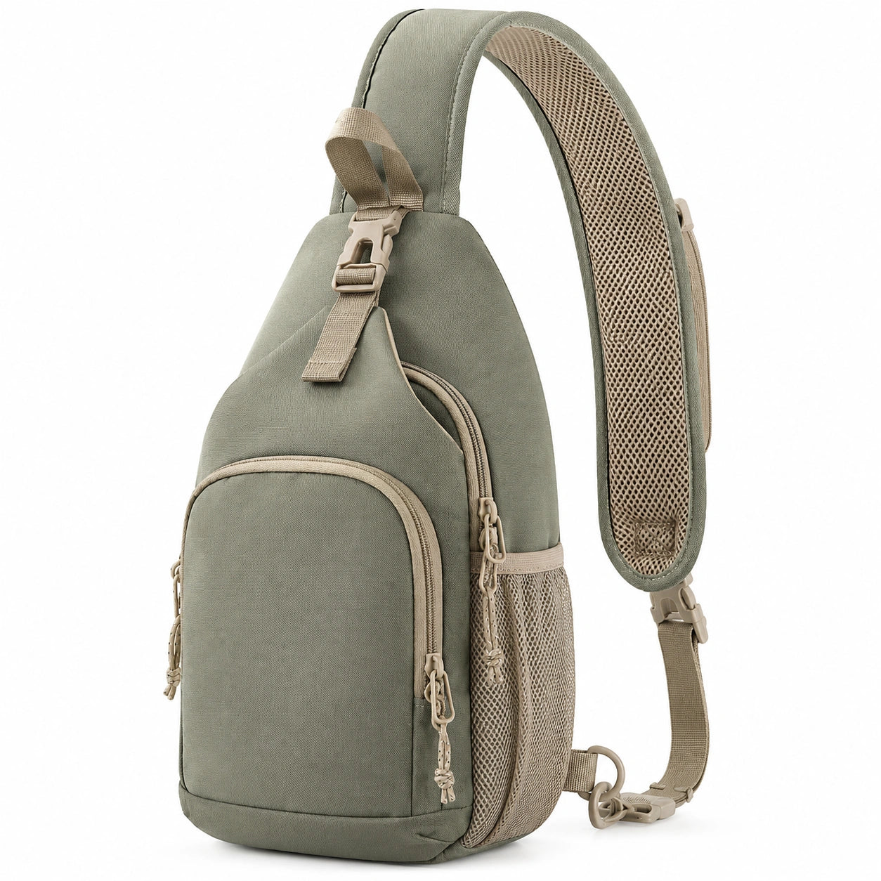 Umhängetasche für Reisen Wandern Mehrere Taschen Khaki