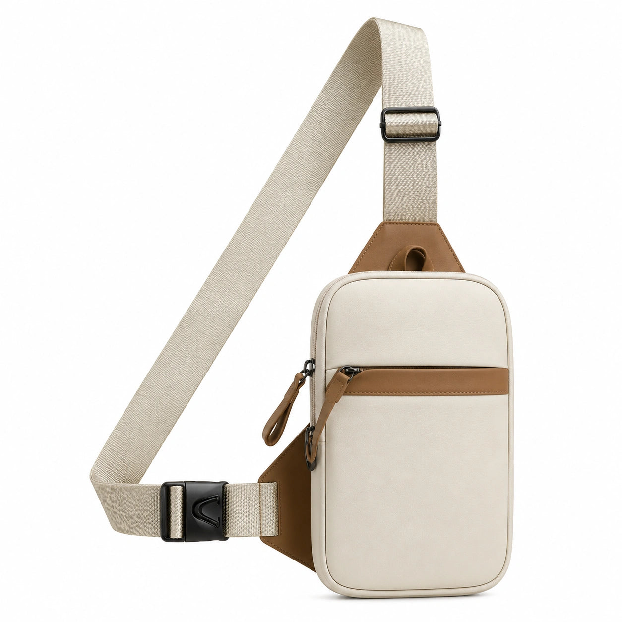 Geräumige Crossbody-Tasche Beige/Braun mit Verstellbarem Schultergurt